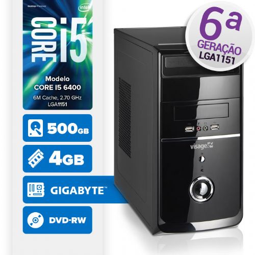 VISAGE PC BLEU I5 6400 - 245GD (CORE I5 6400 / 4GB RAM / HD 500GB / DVD-RW / MB GIGABYTE / LINUX)