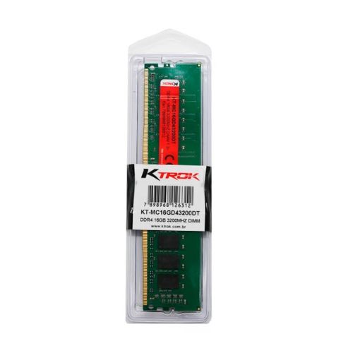 Memória DDR4 16GB 3200MHz KTROK - KT-MC16GD43200DT Memória DDR4 16GB 3200MHz KTROK - KT-MC16GD43200DT