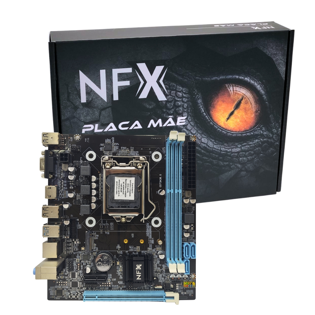M1150 - Placa Mãe LGA1150 NFX DDR3 Gigabit (2x DDR3 / 1x PCI-E x16 / 1x PCI-E x1 /  1x M.2 / 4x USB 2.0 / 2x USB 3.0 / 1x VGA / 1x HDMI) <b>Compatível com os processadores Intel 4ª Geração LGA1150</b>