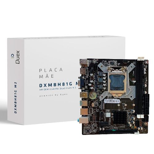 M1150 Placa Mãe LGA1150 Duex DXMBH81G M2 DDR3 (2x DDR3 / 1x PCI-E x16 2.0 / 1x PCI-E x1 / 1x M.2 / 1x VGA / 1x HDMI / 2x USB 3.0 / 2x USB 2.0 ) - <b>Compatível com os processadores Intel 4ª e 5ª Gerações LGA1150</b> M1150 Placa Mãe LGA1150 Duex DXMBH81G M2 DDR3 (2x DDR3 / 1x PCI-E x16 2.0 / 1x PCI-E x1 / 1x M.2 / 1x VGA / 1x HDMI / 2x USB 3.0 / 2x USB 2.0 ) - <b>Compatível com os processadores Intel 4ª e 5ª Gerações LGA1150</b>