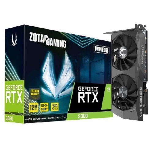 Placa de Vídeo NVidia GeForce RTX3060 Twin Edge 12GB DDR6 192Bits Zotac (1x HDMI / 3x DisplayPort) - ZT-A3060E-10M Placa de Vídeo NVidia GeForce RTX3060 Twin Edge 12GB DDR6 192Bits Zotac (1x HDMI / 3x DisplayPort) - ZT-A3060E-10M