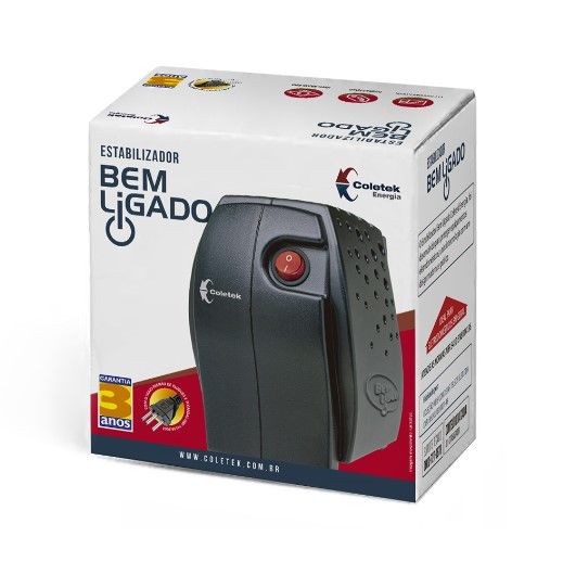 Estabilizador COLETEK 500VA <b>Bivolt</b> - ES-500VA-BM  Estabilizador COLETEK 500VA <b>Bivolt</b> - ES-500VA-BM