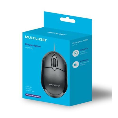 Mouse USB 1200DPI Classic Box Preto Multilaser MO300 Mouse USB 1200DPI Classic Box Preto Multilaser MO300