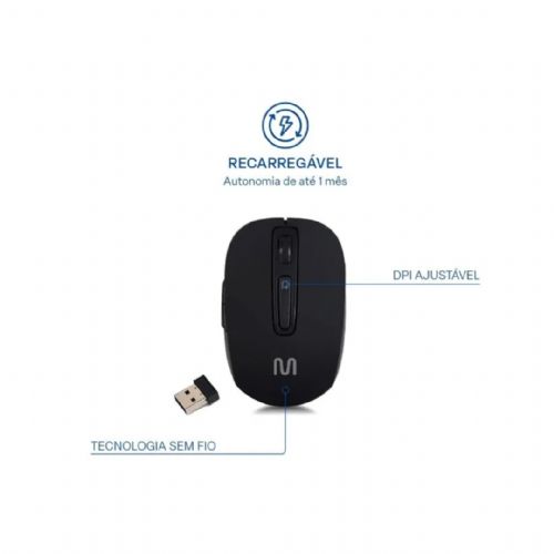 Mouse USB Sem Fio 1600dpi Preto Multilaser - MO277 Mouse USB Sem Fio 1600dpi Preto Multilaser - MO277