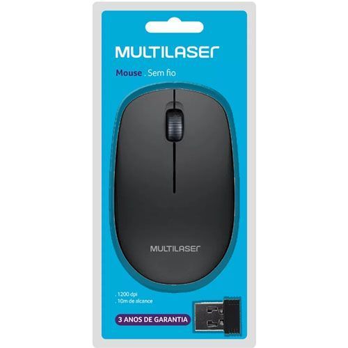 Mouse USB Sem Fio 1200dpi 2.4Ghz Preto Multilaser - MO251 Mouse USB Sem Fio 1200dpi 2.4Ghz Preto Multilaser - MO251