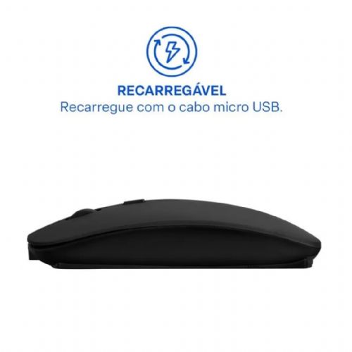 Mouse USB Sem Fio 2400DPI Recarregável Preto Multilaser - MO290 Mouse USB Sem Fio 2400DPI Recarregável Preto Multilaser - MO290