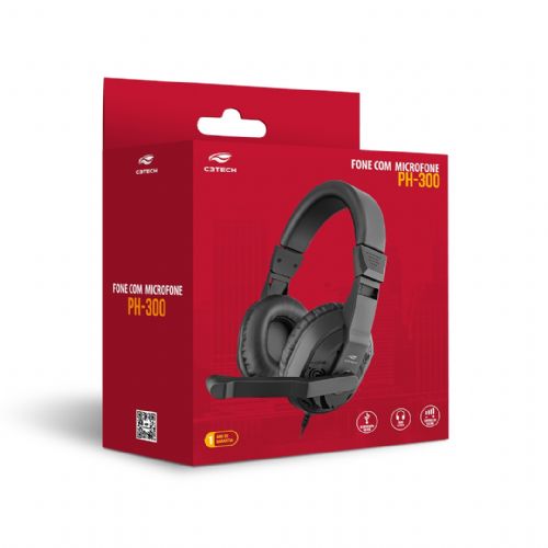 Fone com Microfone C3Tech PH-300BK USB Fone com Microfone C3Tech PH-300BK USB