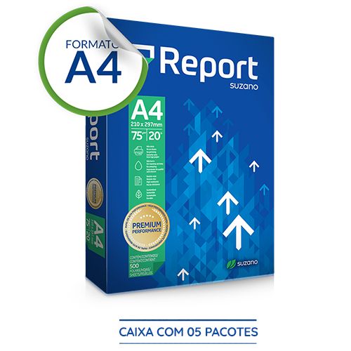 Papel Sulfite Report Premium A4 75g com 5 Pacotes de 500 Folhas Papel Sulfite Report Premium A4 75g com 5 Pacotes de 500 Folhas