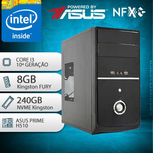 NFX PC-10 I3 - 282NVME PRIME ( INTEL CORE I3 [10ª GERAÇÃO] / 8GB [KINGSTON FURY] / SSD 240GB NVME / ASUS )
